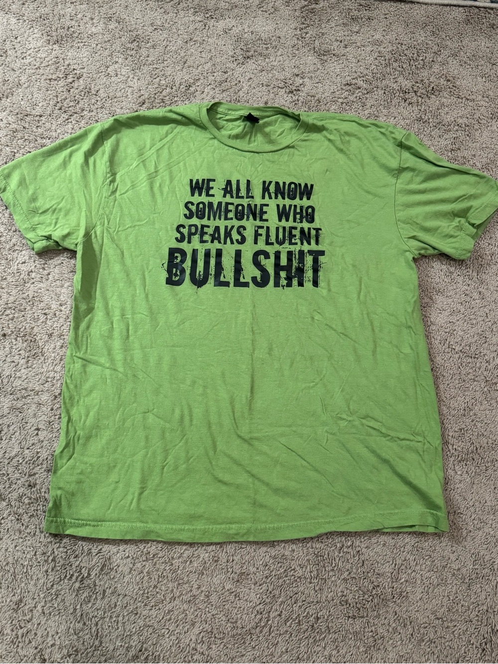 Green Graphic Tee with Bold Text - Casual Men’s Shirt funny